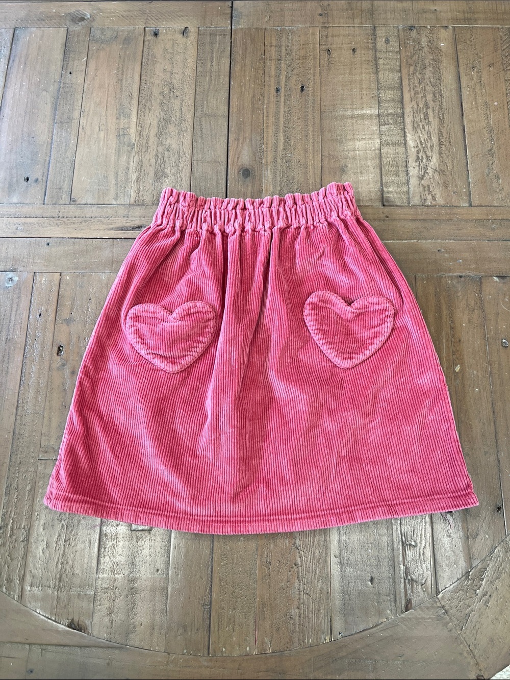 Bonton corduroy heart pocket paperbag skirt girls 12 pink